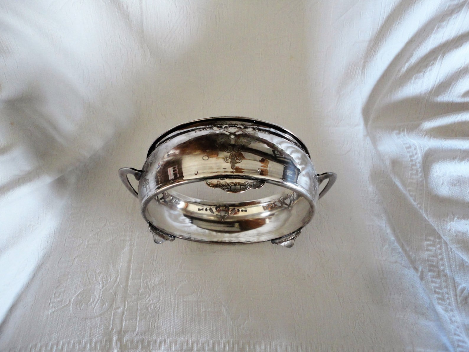 Vintage Essay Casserole Dish Holder Silver Plated Over Copper Etsy