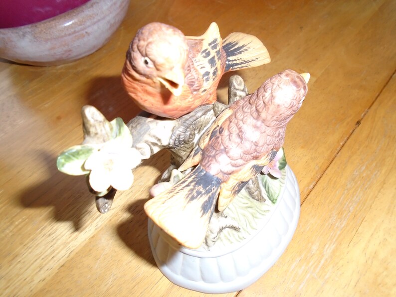 Vintage Porcelain Bisque Musical Bird Figurine Etsy