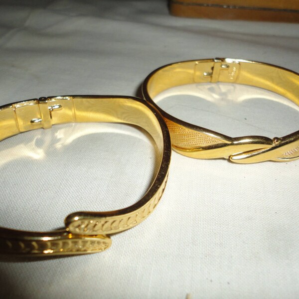 Vintage Monet Clamper Bracelets Gold Tone Vintage Ladies Jewelry