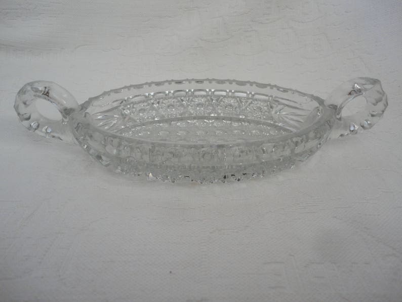 Vintage Nucut Pressed Glass Relish Dish Double Handle Etsy