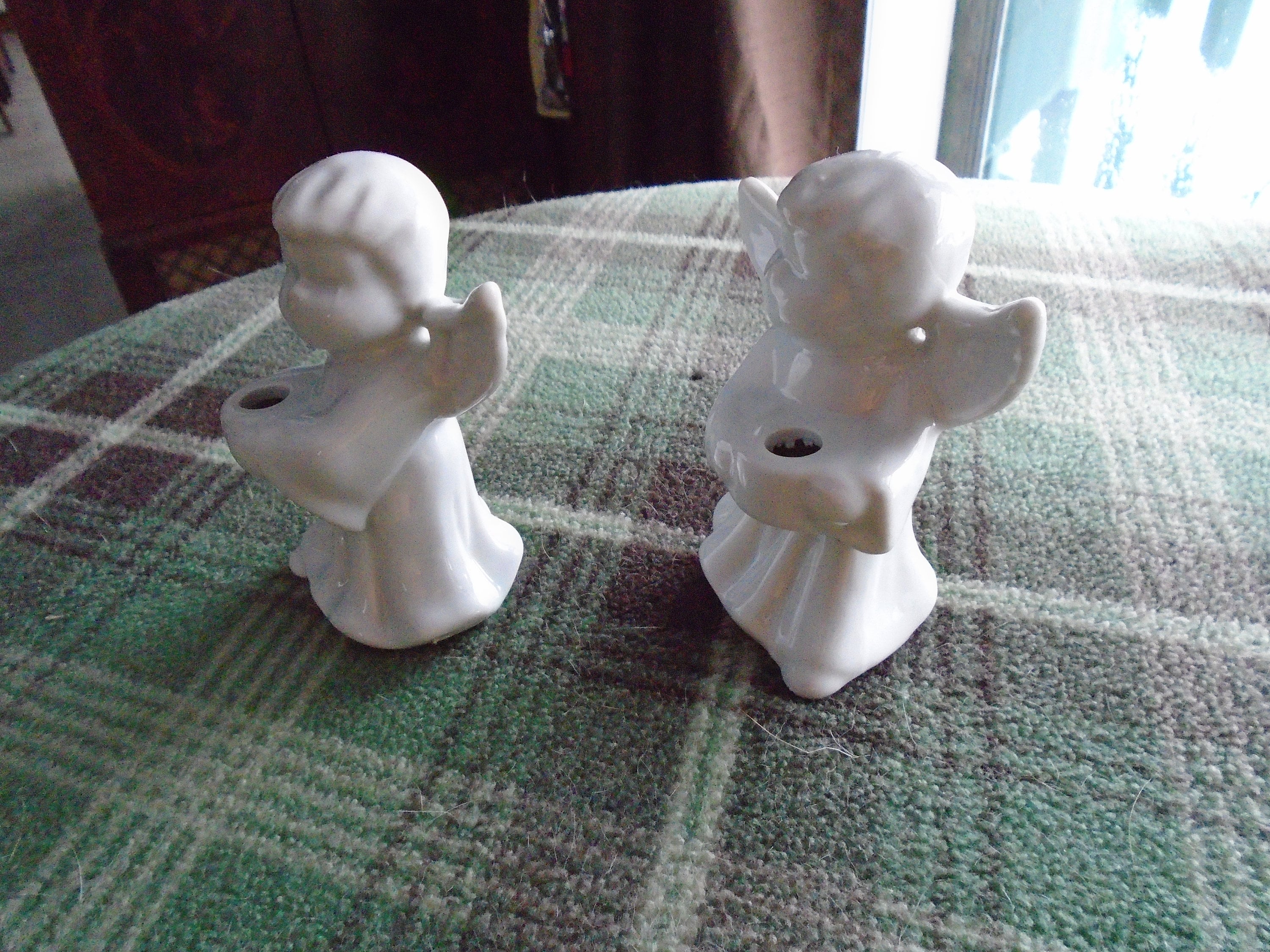 Vintage White Porcelain Angel Candle Holders Etsy