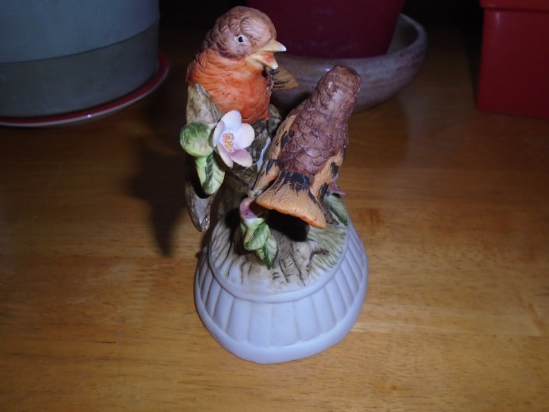 Vintage Porcelain Bisque Musical Bird Figurine Etsy