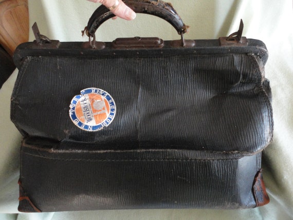 Antique Leather Cowhide Doctor Medical Bag 