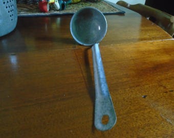 Vintage Gray Mottled Enamelware Graniteware Soup Ladle