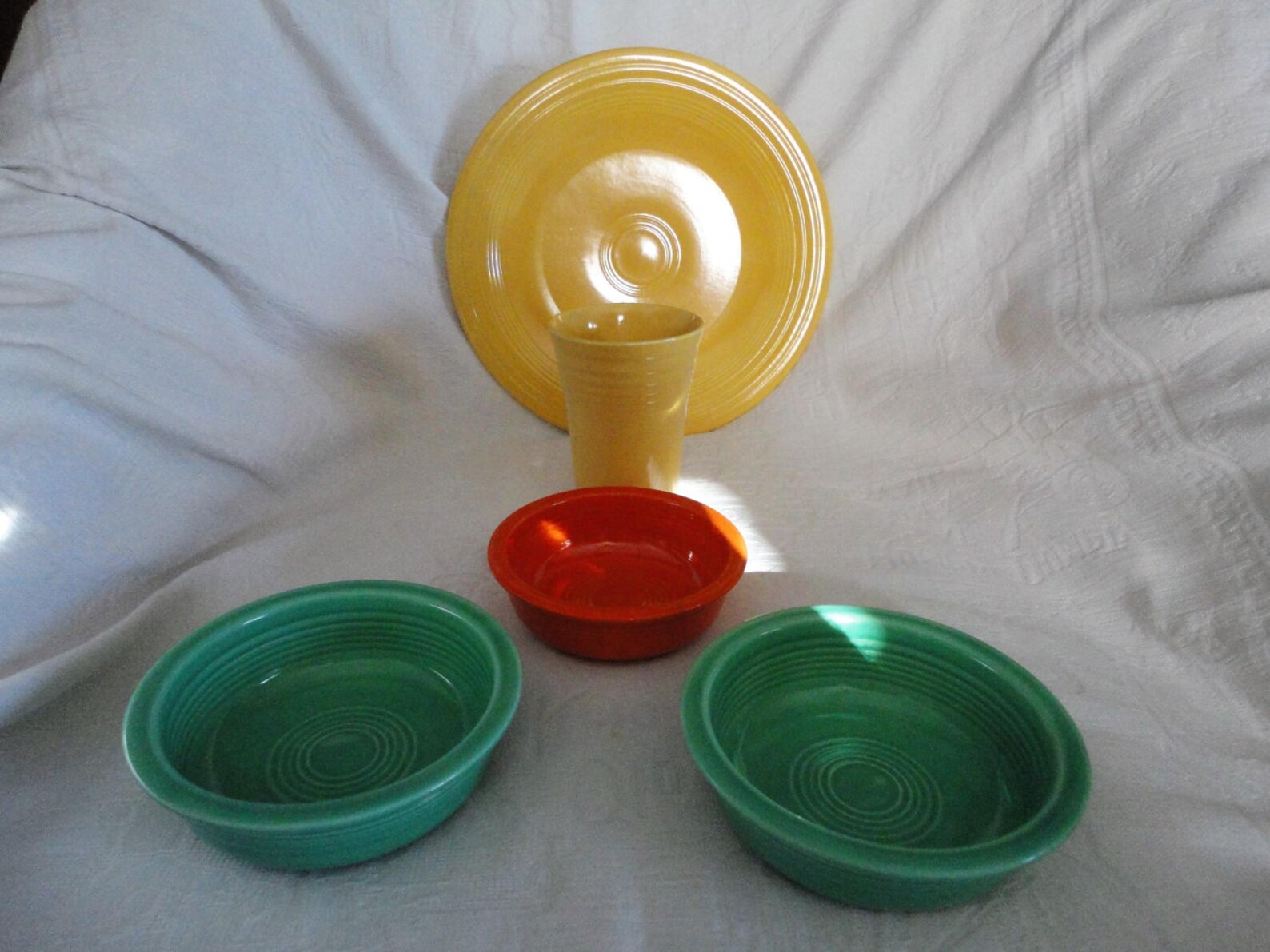 Fiestaware Vintage HLC Light Green Serving Bowls Yellow Dinner Etsy