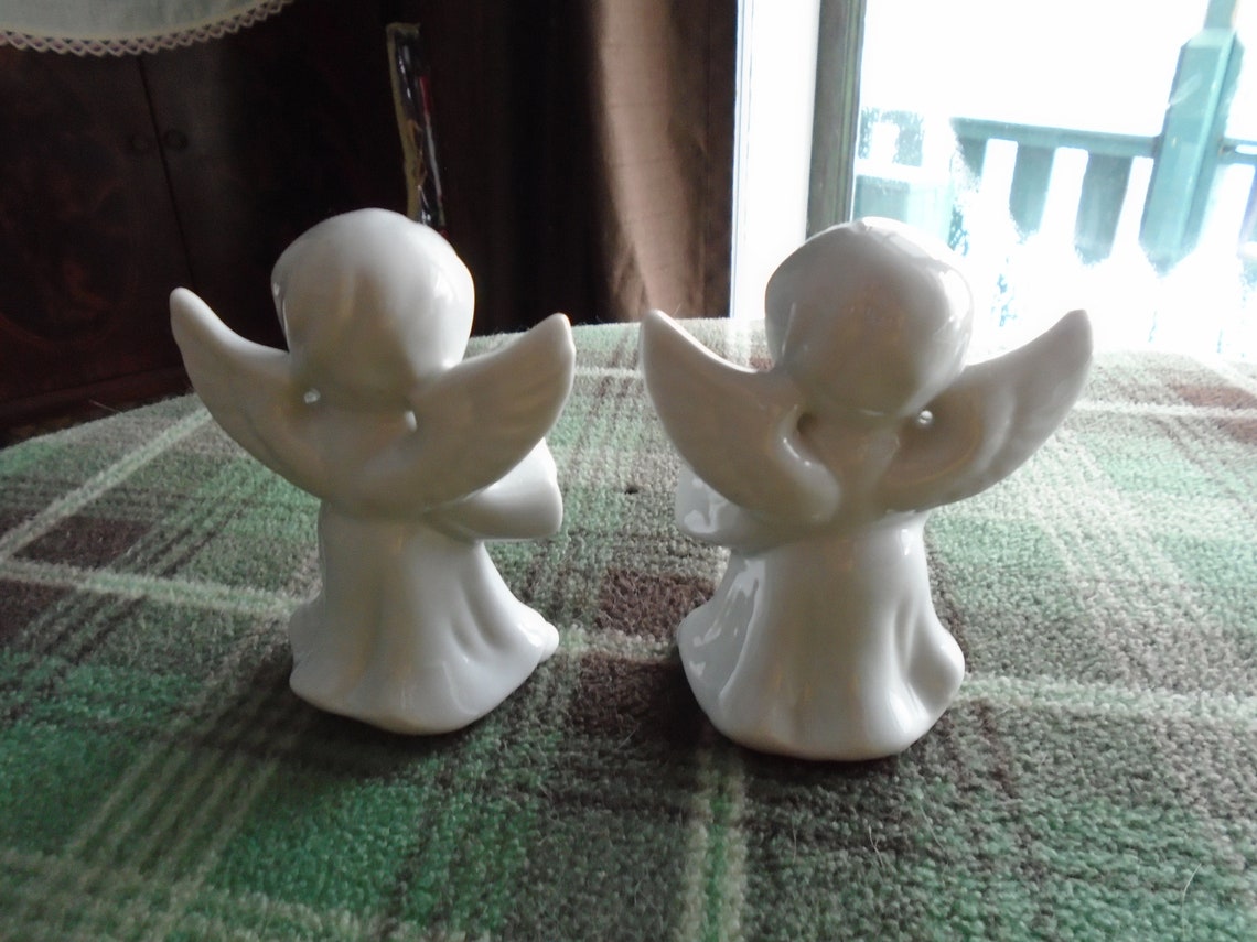 Vintage White Porcelain Angel Candle Holders Etsy