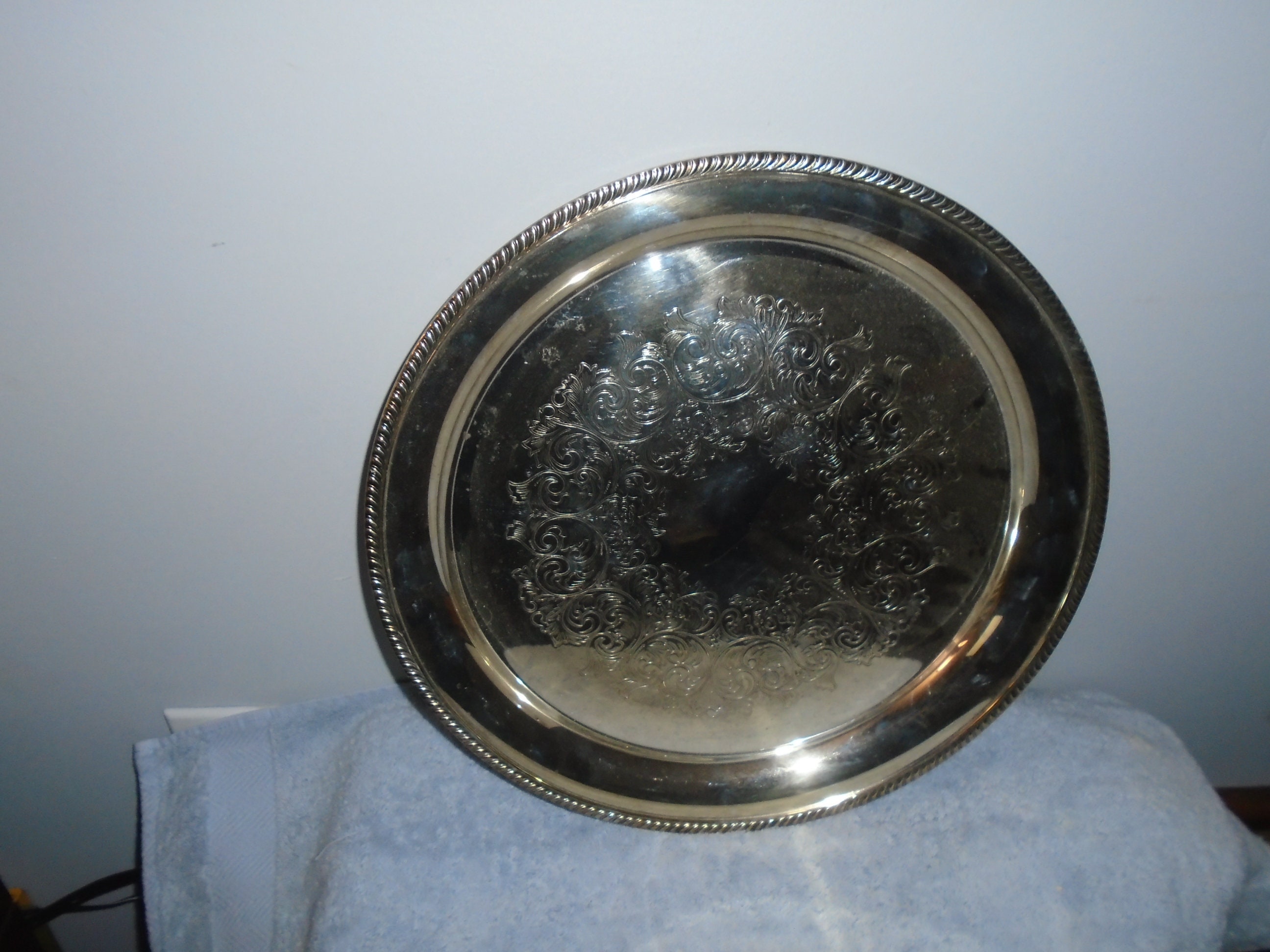 Home Décor Decorative Trays Vintage Round Serving Tray Oneida
