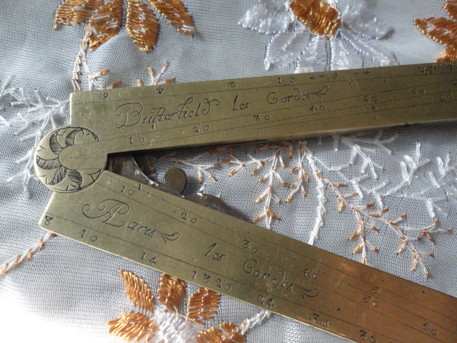 Antique Butterfield Paris Folding Brass Sector Rule Tool Etsy