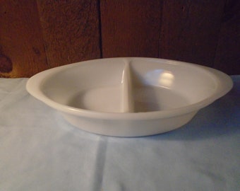 Vintage Milk Glass Glasbake Divided Casserole Serving Dish J 239 #9