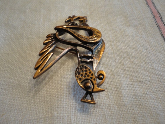 Vintage Rebajes Copper Rooster Brooch Pin - image 3