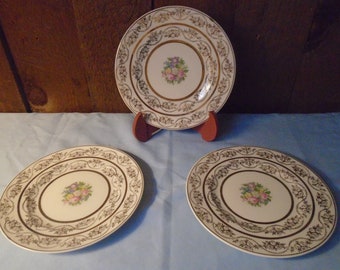 Atlas China USA Warranted 22K Gold Trimmed Dessert Plates 3 Piece Set