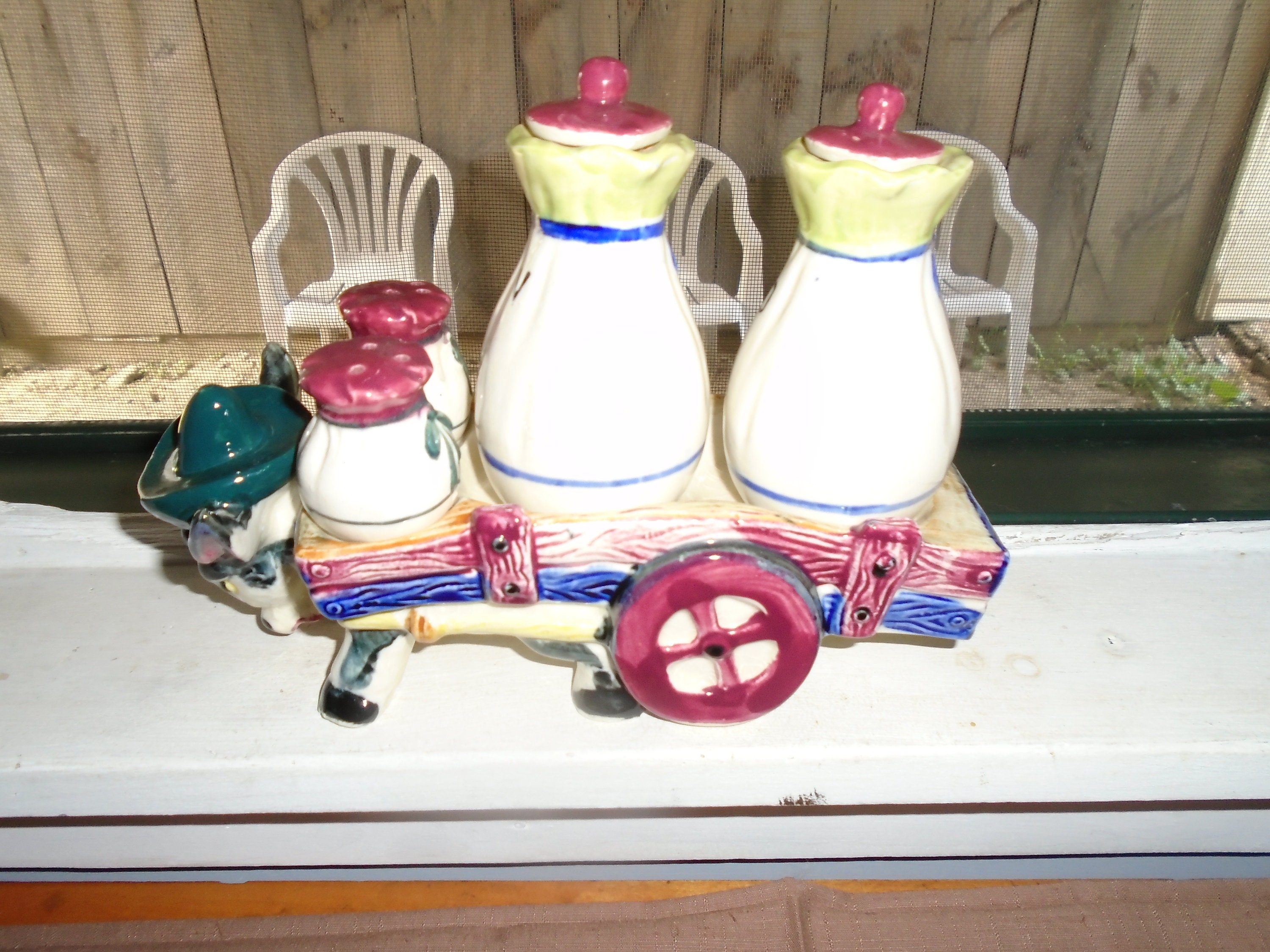 Donkey Pulling Cart With Oil and Vinegar Cruets and Salt and Etsy