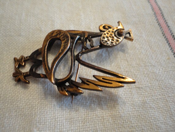 Vintage Rebajes Copper Rooster Brooch Pin - image 4