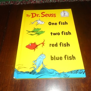 Vintage Sammlerstück Ein Fisch zwei Fische Roter Fisch Blauer Fisch von Dr. Seuss Hardcover Buch