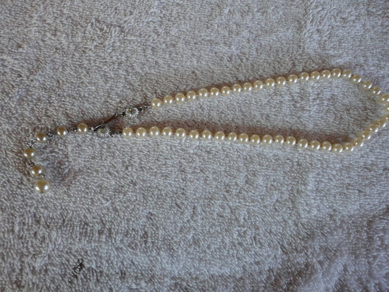 Faux Champagne Color Pearl Bead Choker Necklace image 3