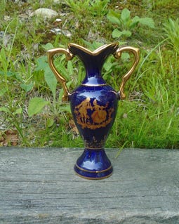 LIMOGES CASTEL FRANCE 花瓶 ビンテージ Vintage Limoges Castel Cobalt Blue 22 K Gold Accent Romantic