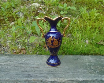 Vintage Limoges Castel Cobalt Blue 22 K Gold Accent Romantic
