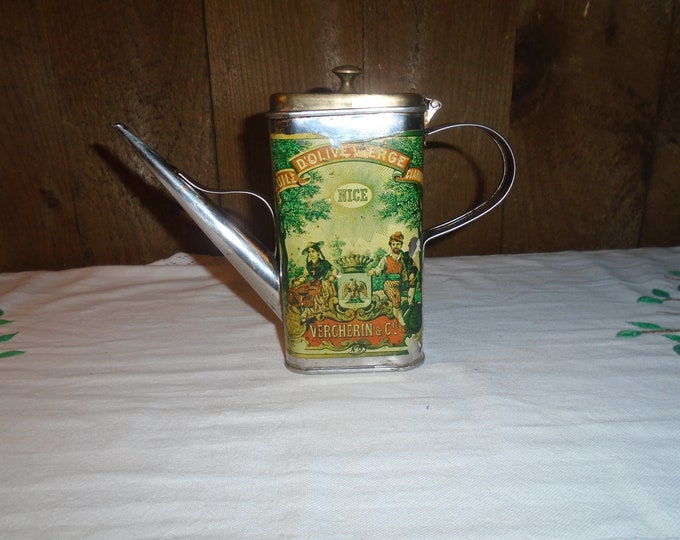 Vintage Olive Oil Can With Spout and Lid Plant Watering Can Etsy
