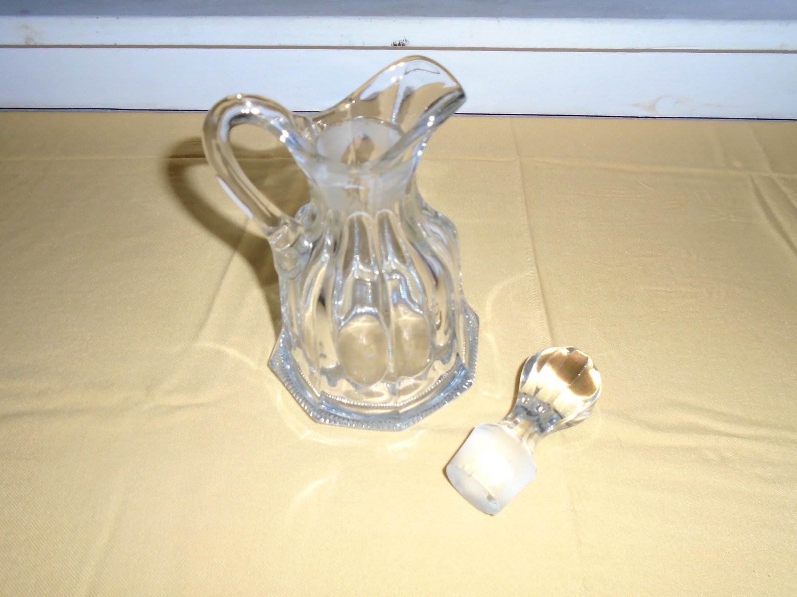 Vintage Large Cruet Decanter Clear Glass Oil Vinegar Bottle Etsy