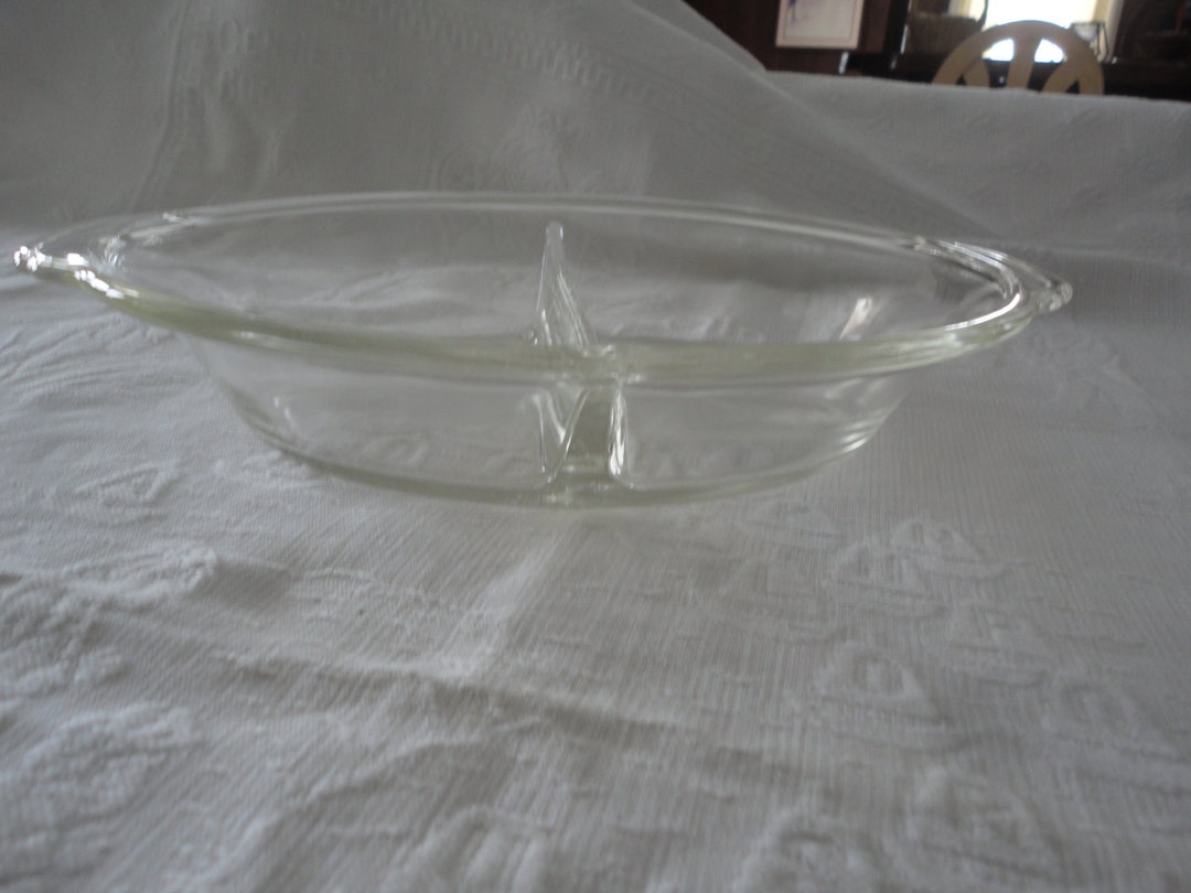 Fire King Clear Glass Divided Serving Dish Vintage Ovenware 468 Etsy