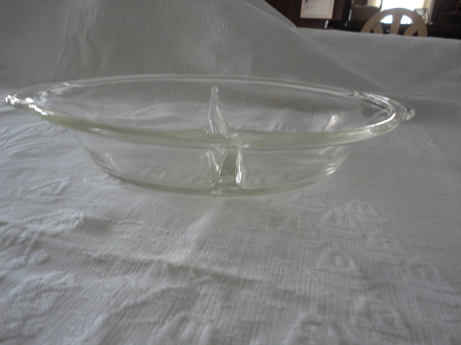 Fire King Clear Glass Divided Serving Dish Vintage Ovenware Etsy
