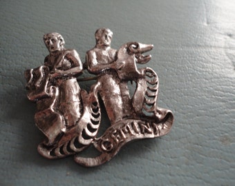 Vintage Lang Gemini Brooch Pin Sterling Silver