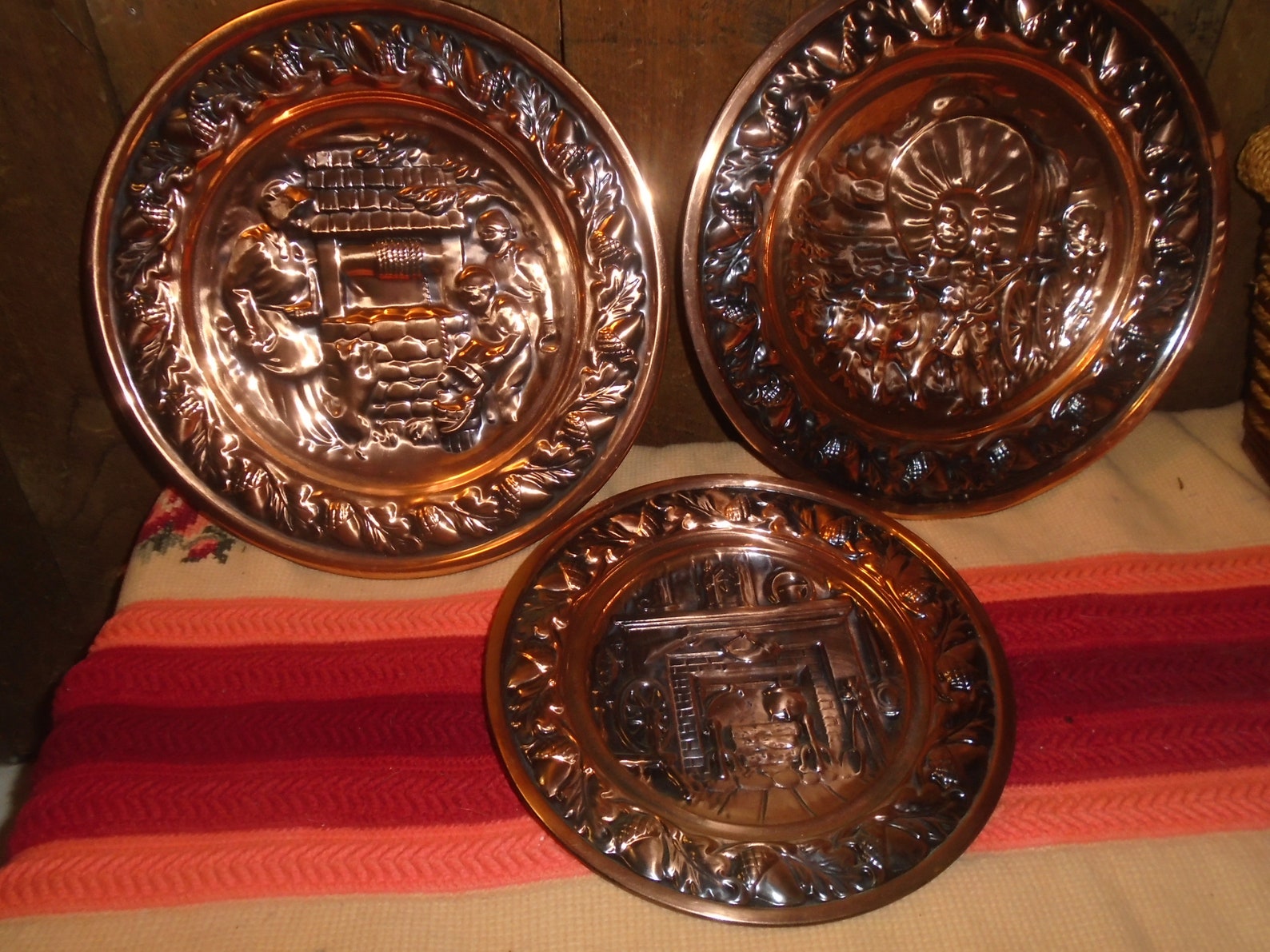 Vintage Coppercraft Guild Wall Hanging Plaques Set of 3 Hearth Etsy