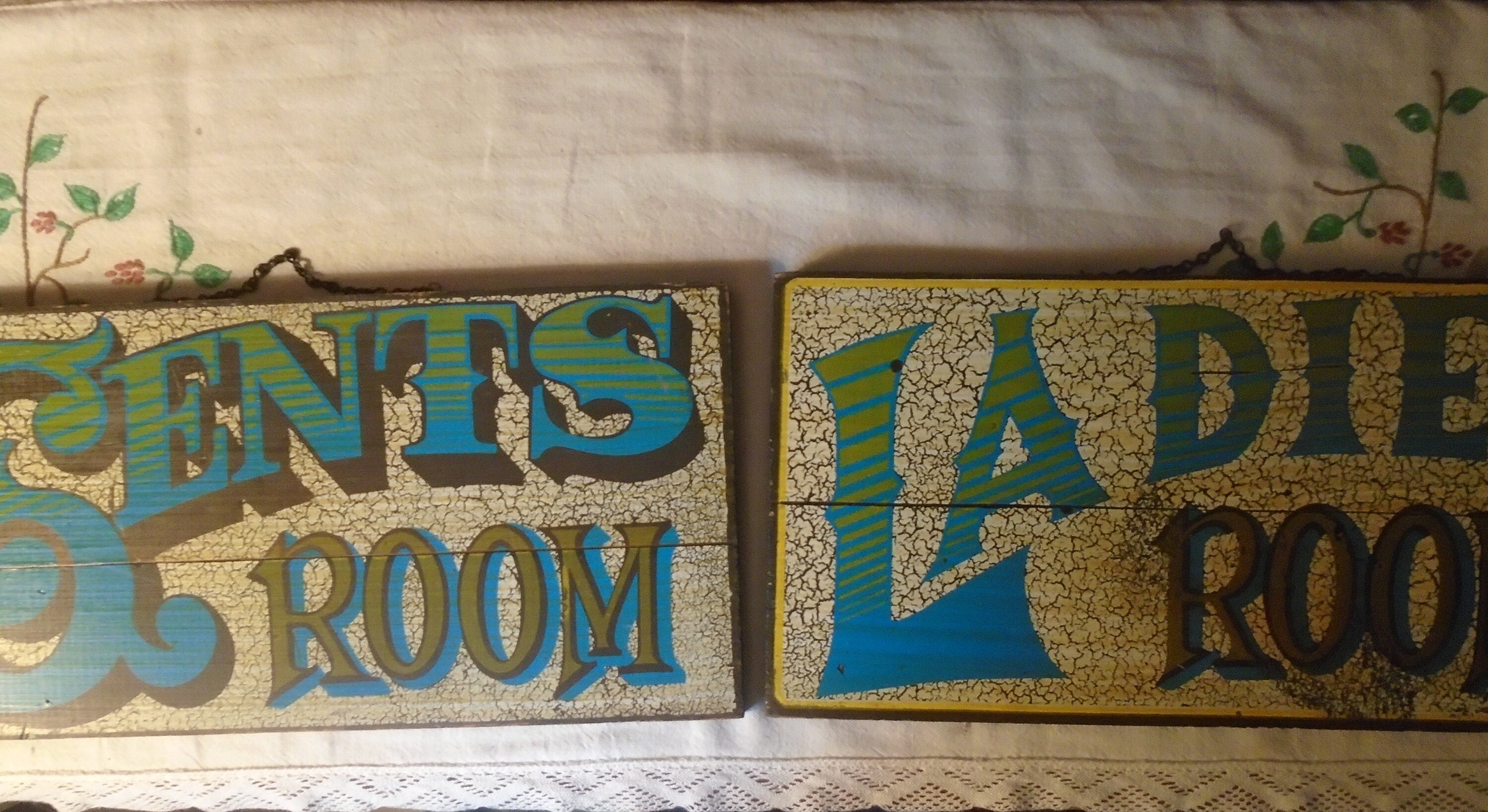 Vintage George Nathan Associates Ladies and Gents Room Wood