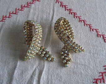 Vintage Musi Signed Aurora Borealis Rhinestone Shoe Clips