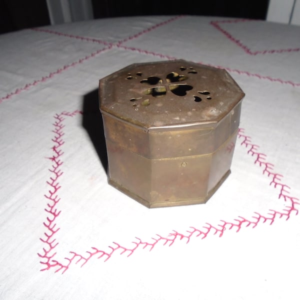 Vintage Brass Heart Trinket Box Made In India