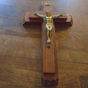 Vintage Last Rites Cross Wooden Wall Hanging Crucifix Hidden Storage ...