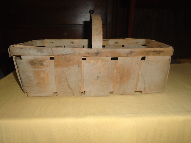 Vintage Wood Slat Fruit Egg Produce Gathering Basket Farmhouse Etsy