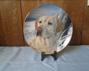 The Franklin Mint Watchful Companion Fine Porcelain Collector Plate Golden Labrador Retriever