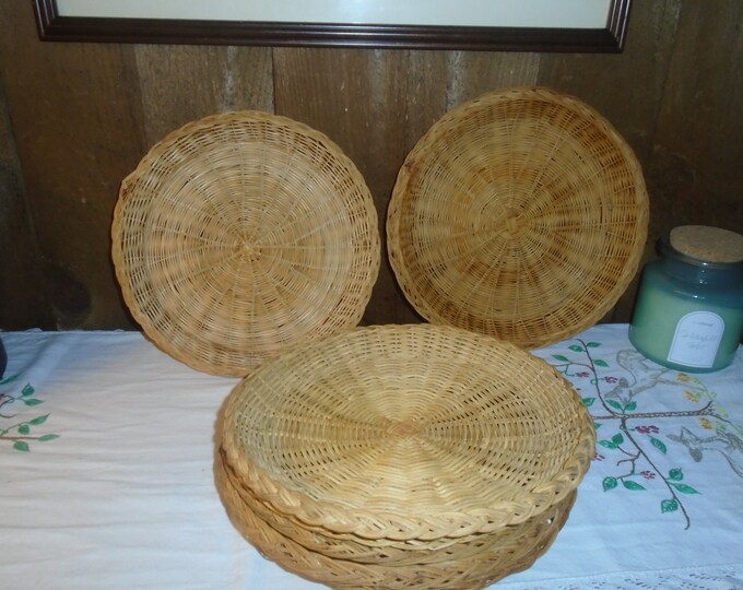 Vintage Wicker Paper Plate Holders Lot of 7 Etsy