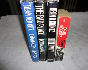 Dean Koontz Books Set Of 4 Dragon Tears Hideaway The Bad Place Dark Rivers Of The Heart Hardcover Paperback Horror Stories