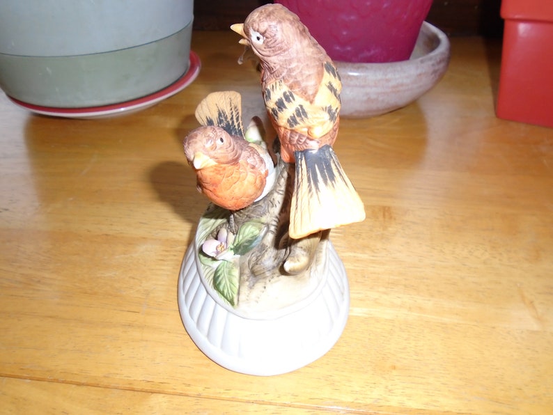 Vintage Porcelain Bisque Musical Bird Figurine Etsy