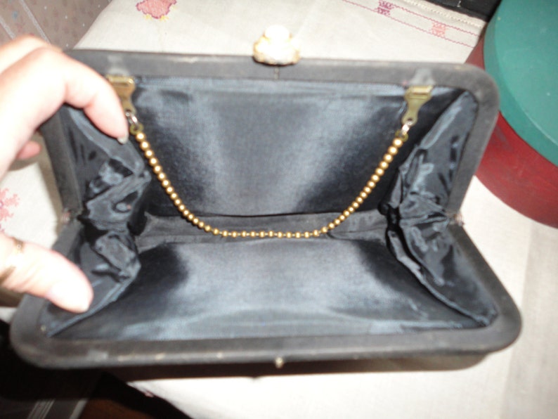 Black Satin Formal Clutch Purse Hand Bag Made by Admiral Etsy