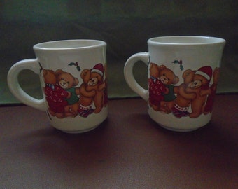 Lozapenco Chile Christmas Holiday Bear Mugs Set of 2