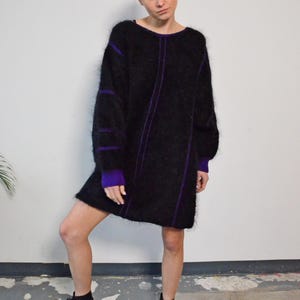 Schwarzes Mohair Vintage Kleid 80er Jahre