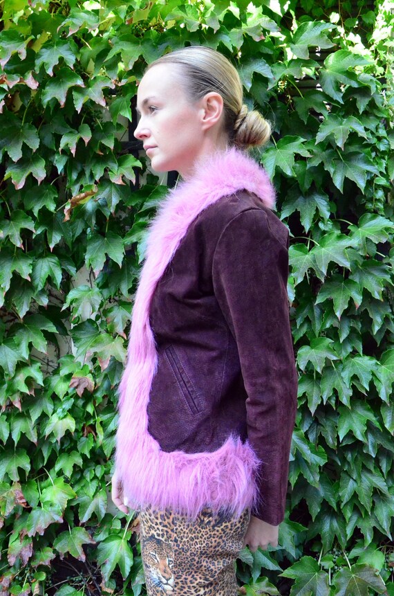 Burgundy Fur Suede Jacket