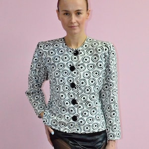 White Black Yves Saint Laurent Rive Gauche Vintage Jacket Blazer 80's