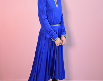 Vintage Blue Dress 80s Louis Feraud