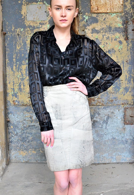 Vintage Real Leather Skirt 80's. - image 1