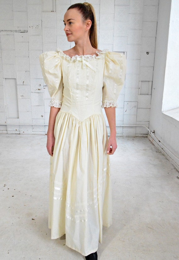 white christmas dresses Linen Puff Sleeve Dress, Stylish Linen Wrap Dress for Women, Midi Dress for Women, Bishop Sleeve Dress, Linen Wedding Dress, Formal Dress, Xs / main image 1