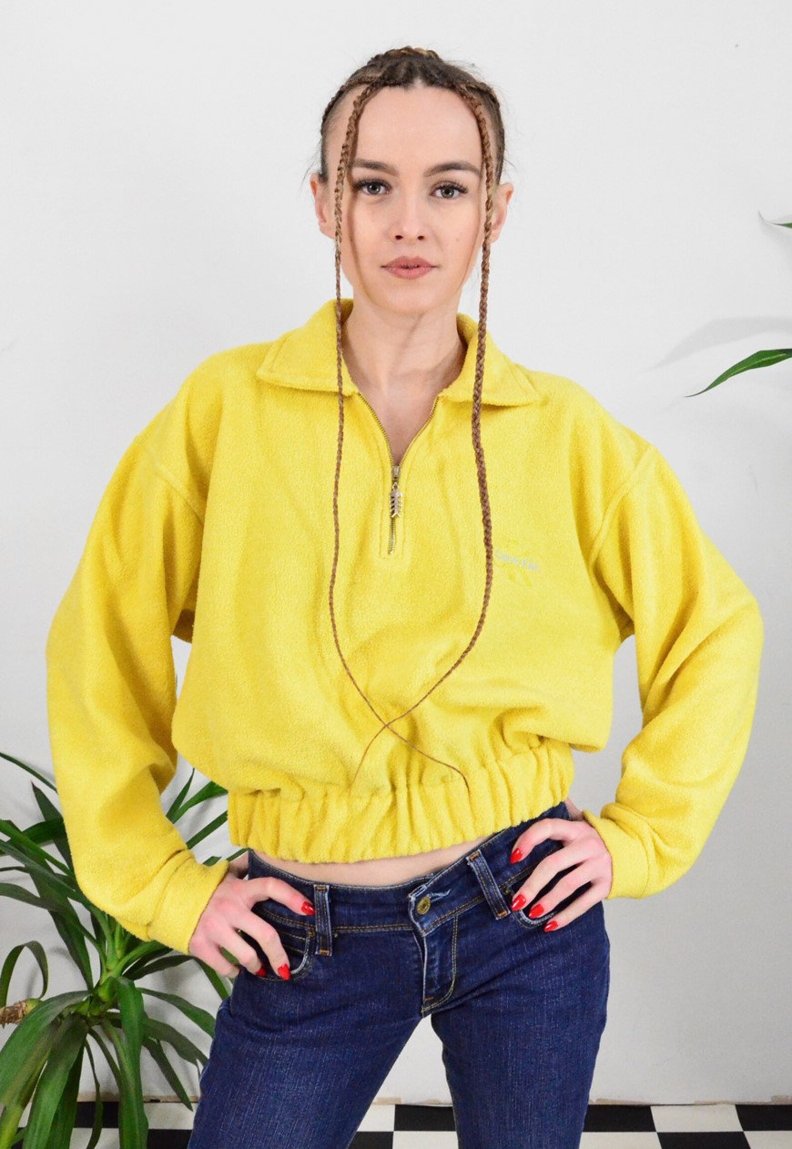 yellow calvin klein sweater