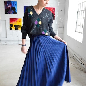 Navy Blue Vintage Skirt 80s