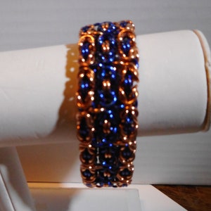 7 inch Solid Copper and Blue Anodized Tripple Byzantine Aluminum  Bracelet