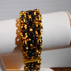 7 inch Gold and Black Anodized Tripple Byzantine Aluminum  Bracelet