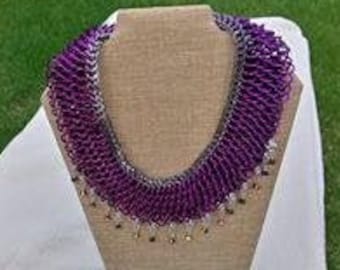 20 inch by 3 inch Purple and Black Dragon Scale Bib type necklace