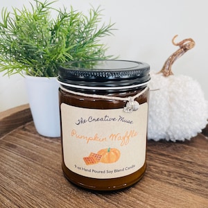 Pumpkin Waffle Candle: 9 oz Amber Jar with Charm - Fall Fragrance